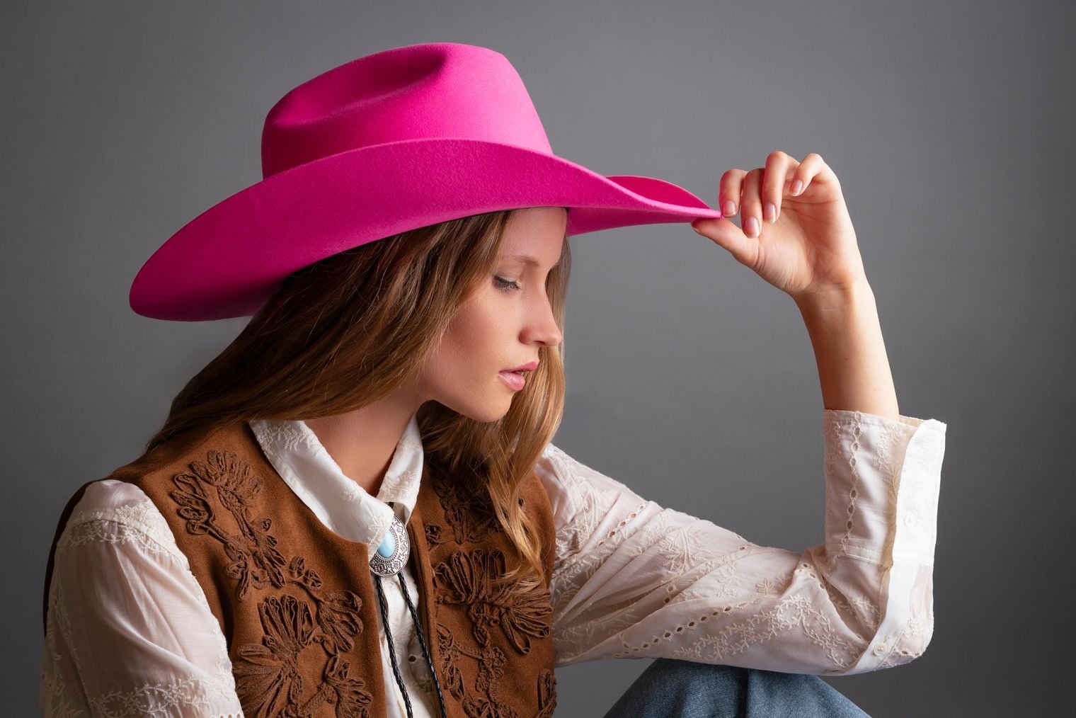 Pinker Damen-Cowboyhut Pinker Damen-Cowboyhut