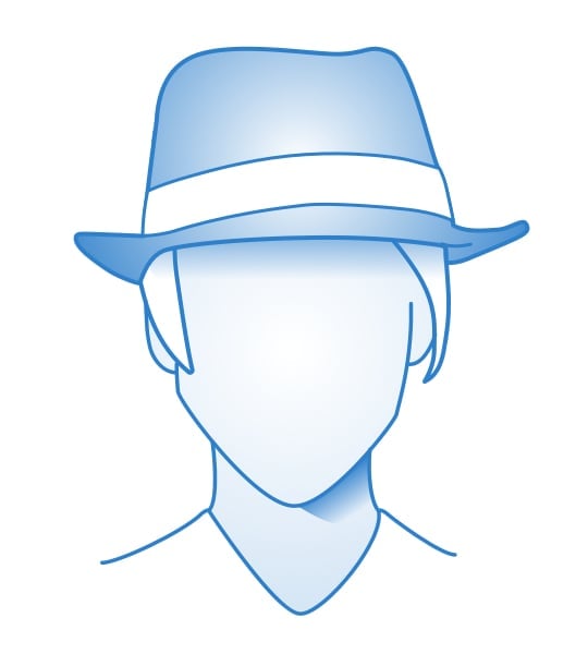 Trilby pour visage en forme de cœur femme